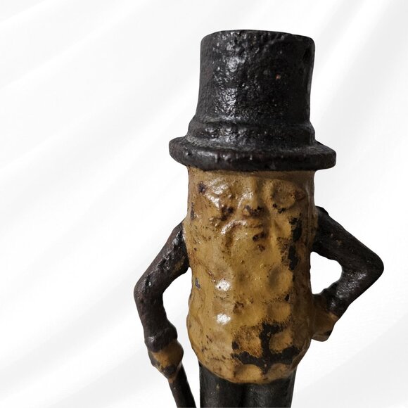 Lot of 2 Vintage Cast Iron Mr Peanut Banks 5.5 and 7.5 Tall Heavy - Picture 4 of 12